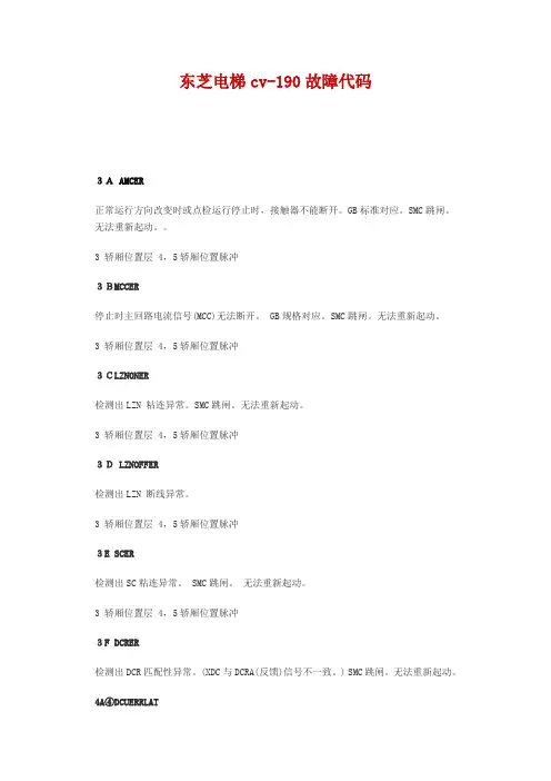 【东芝】东芝电梯cv-190故障代码