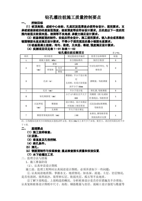 钻孔灌注桩施工质量控制要点