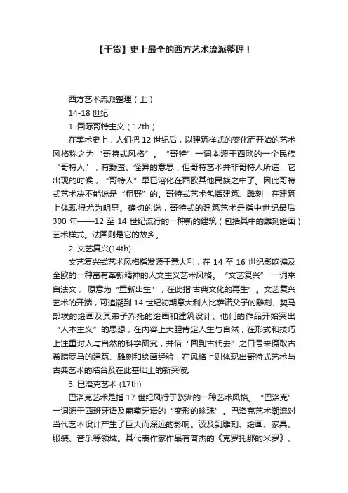 【干货】史上最全的西方艺术流派整理！