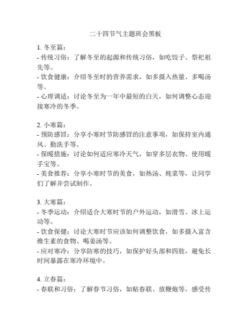 二十四节气主题班会黑板