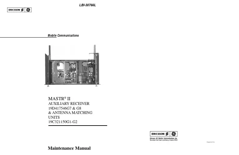 MASTR II 辅助接收器与天线匹配单元说明书