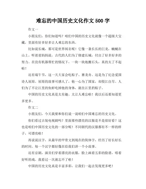 难忘的中国历史文化作文500字