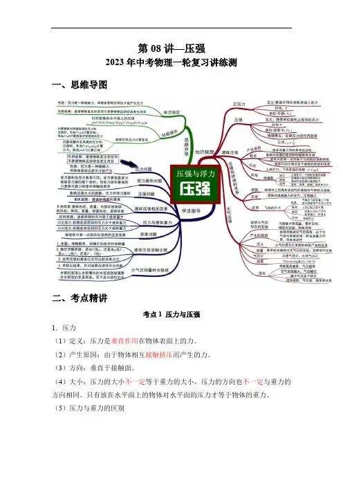 初中物理考点讲练考第08讲—压强(考点精讲)(解析版)