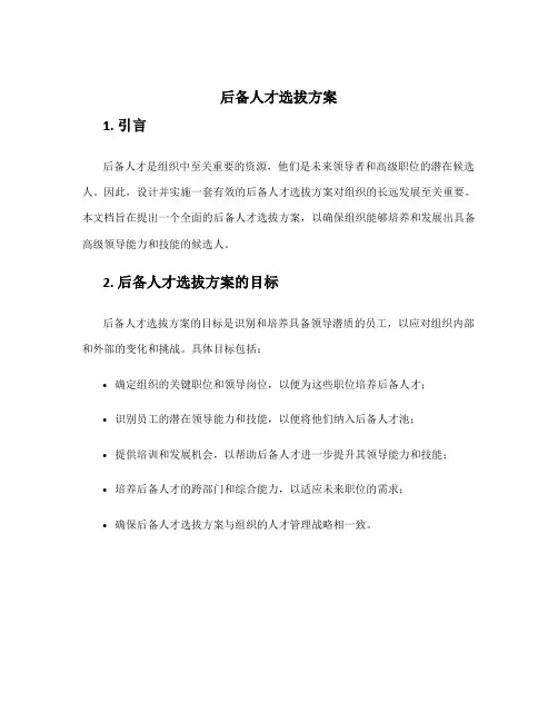 后备人才选拔方案