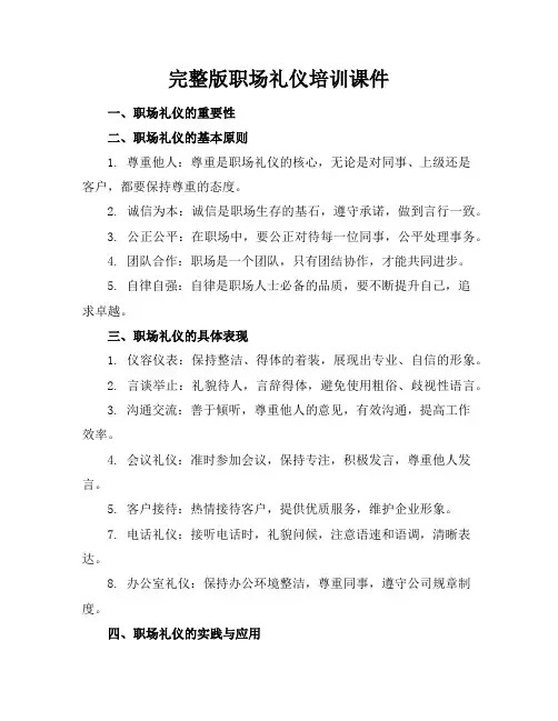 完整版职场礼仪培训课件