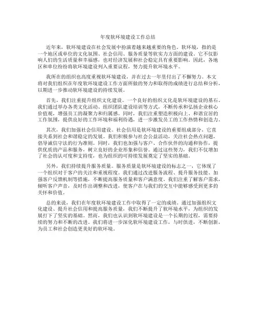 年度软环境建设工作总结