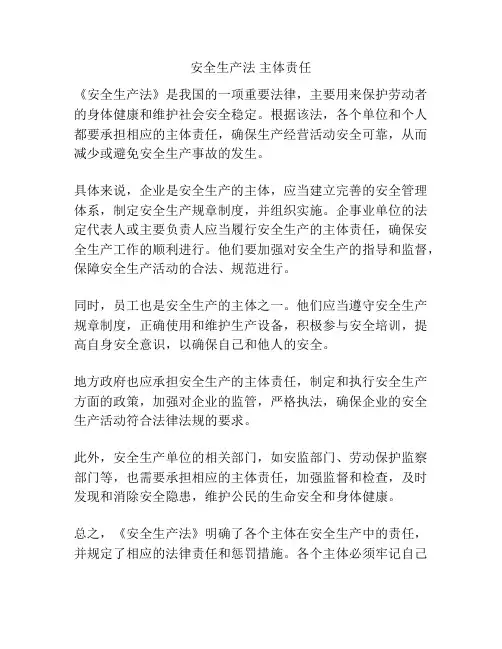 安全生产法 主体责任