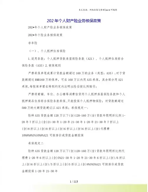 202年个人财产险业务核保政策.doc
