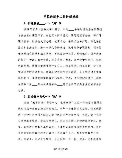 学校的财务工作计划模板(5篇)