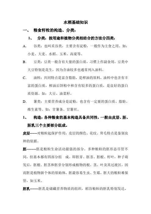 水稻的知识重点讲义资料
