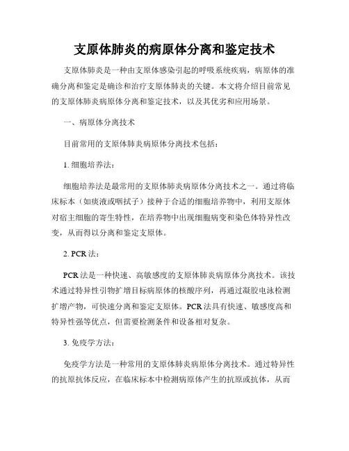 支原体肺炎的病原体分离和鉴定技术