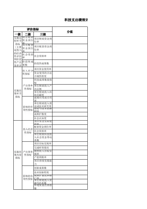 财政部门及行政事业单位：(206科学技术)科技支出项目绩效评价个性指标