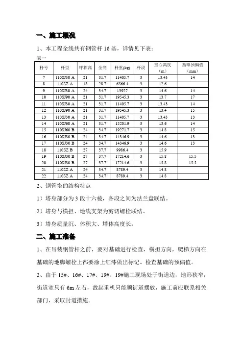 钢管杆组立施工作业指导书
