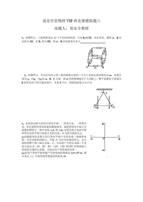 清北学堂物理VIP班竞赛模拟题六