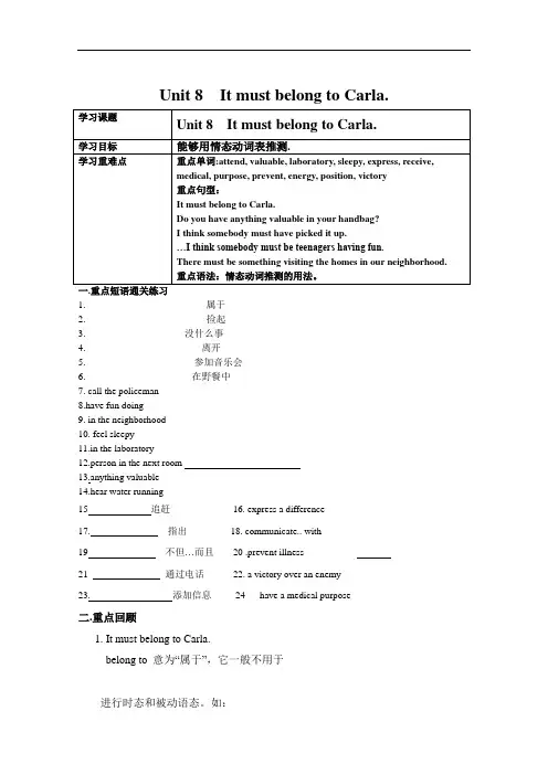 人教九年级unit 8知识点及练习(含解析)