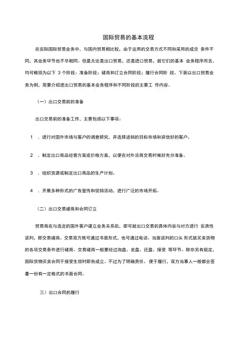国际贸易的基本流程