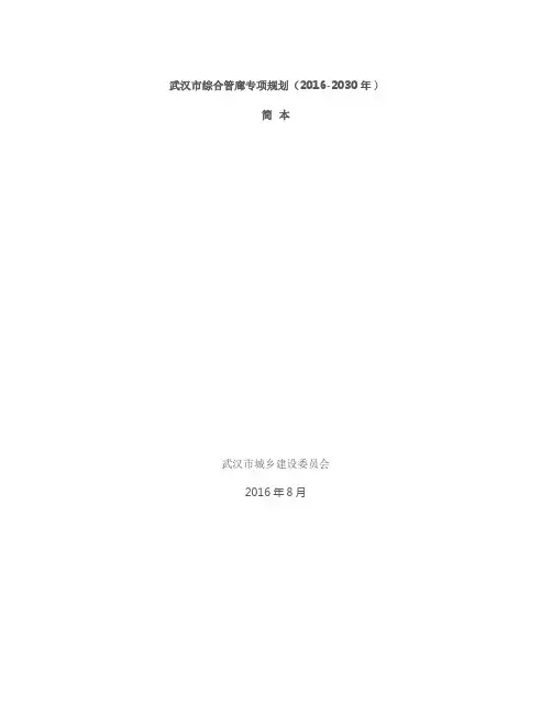 武汉市综合管廊专项规划(2016-2030年)