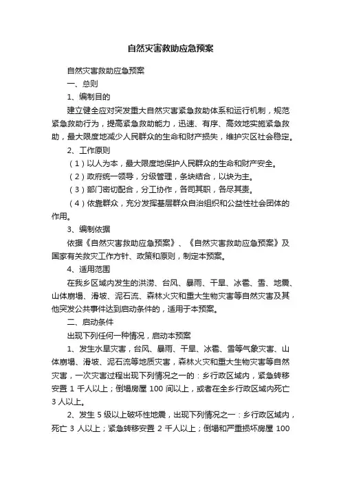自然灾害救助应急预案