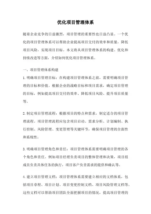 优化项目管理体系