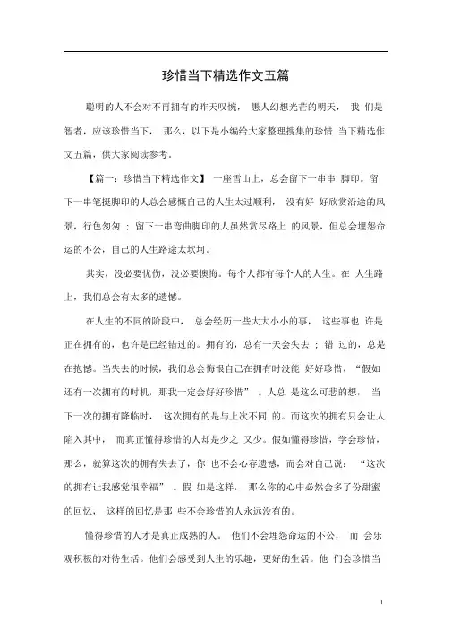 珍惜当下精选作文五篇