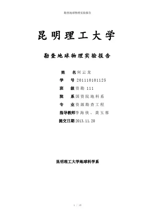 勘查地球物理实验报告参考模板