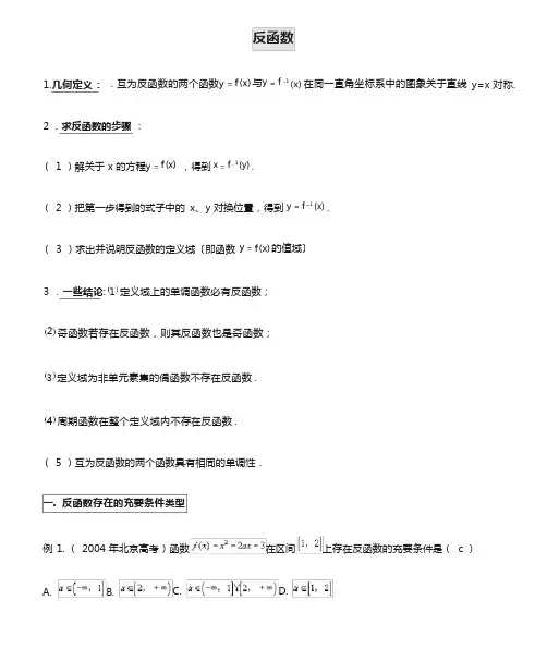 反函数精品讲义