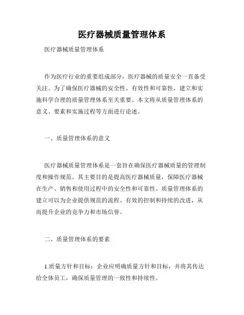 医疗器械质量管理体系  