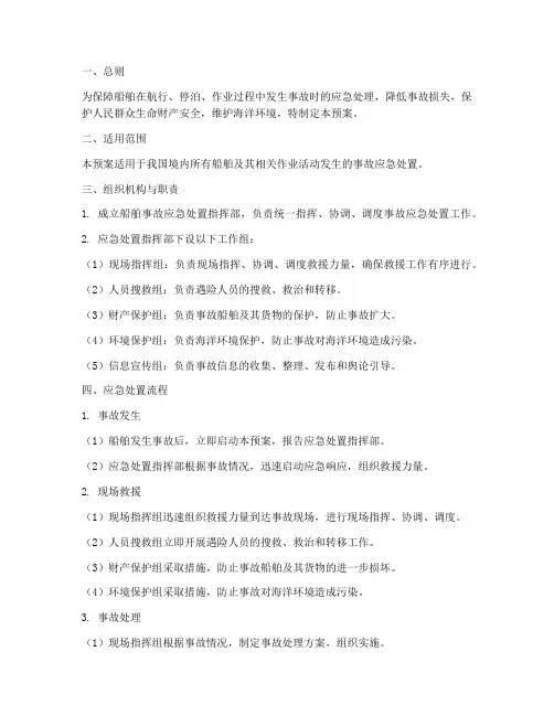 船舶事故应急处置预案