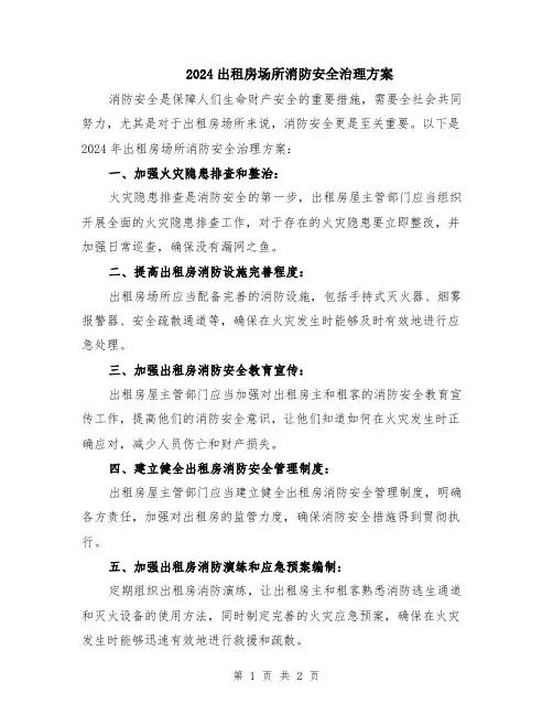 2024出租房场所消防安全治理方案