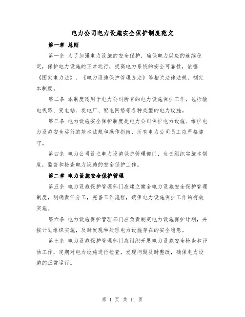 电力公司电力设施安全保护制度范文（4篇）