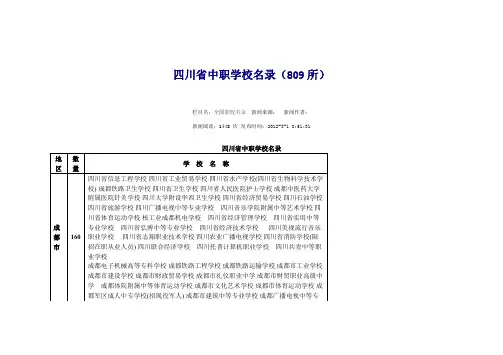 四川省中职学校名录(809所)