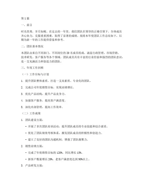 年度团队报告总结范文(3篇)