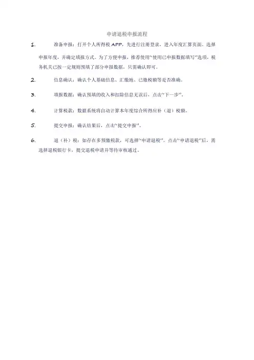 申请退税申报流程