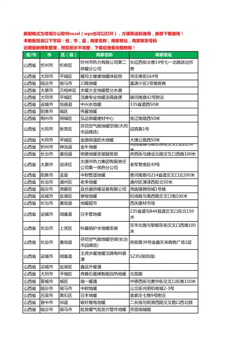2020新版山西省暖通工商企业公司商家名录名单黄页联系电话号码地址大全539家