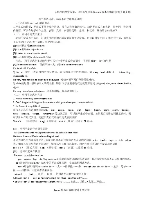 初二英语语法不定式详解及习题