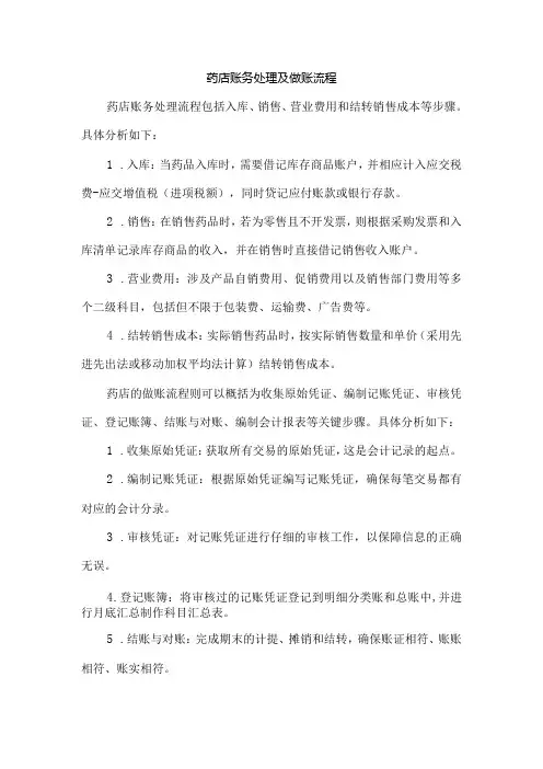 药店账务处理及做账流程