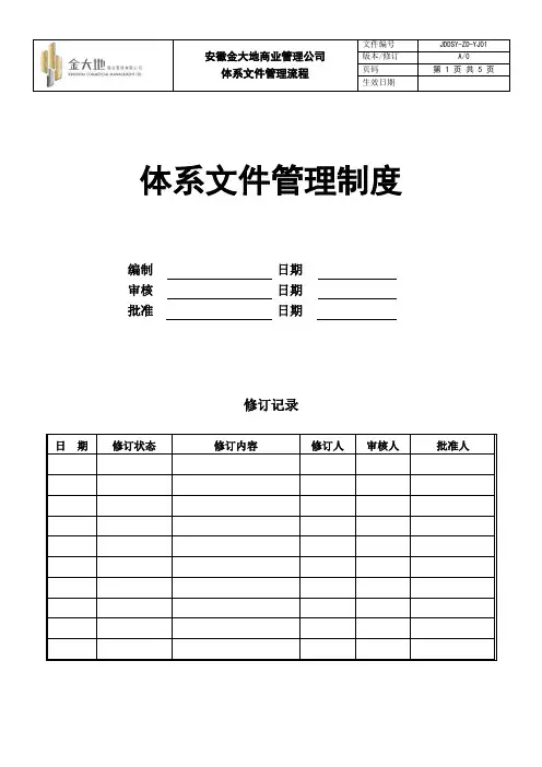 体系文件管理制度(模板)