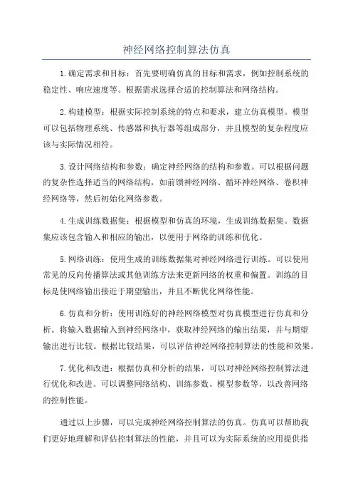 神经网络控制算法仿真