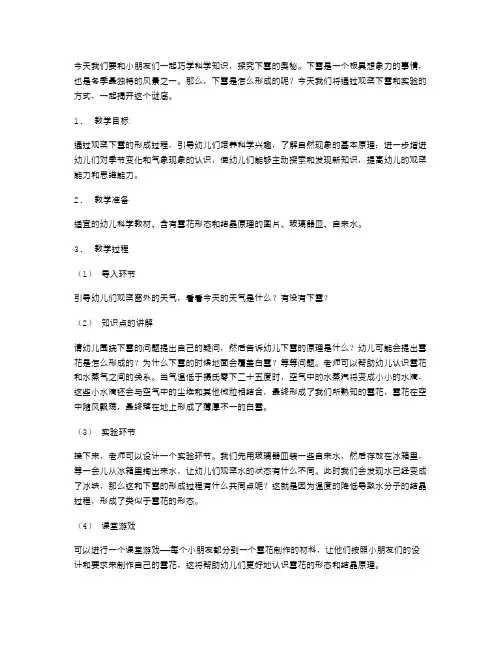 巧学科学知识：观察下雪幼儿园小班科学教案