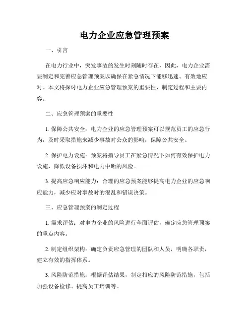 电力企业应急管理预案