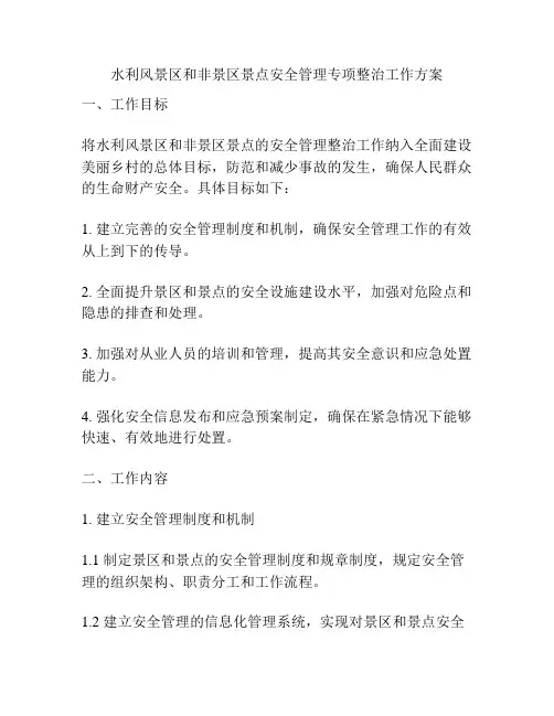 水利风景区和非景区景点安全管理专项整治工作方案