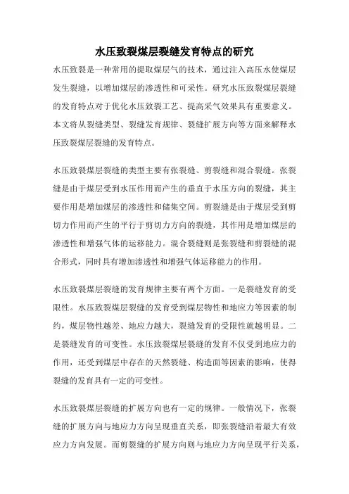 水压致裂煤层裂缝发育特点的研究