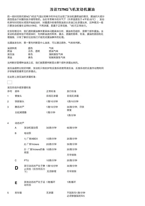 浅谈737NG飞机发动机漏油