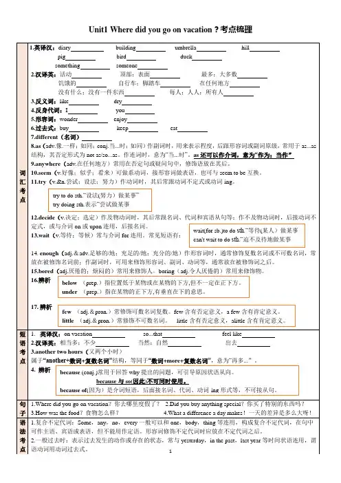 英语U1-U5知识点