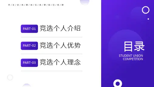 紫色简约风学生会主席竞聘PPT模板