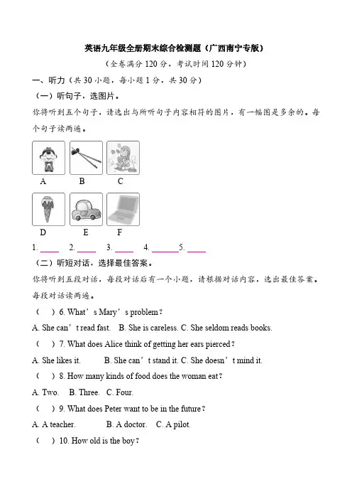 综合检测题(二)2024-2025学年度人教版英语九年级全册(广西南宁专版)