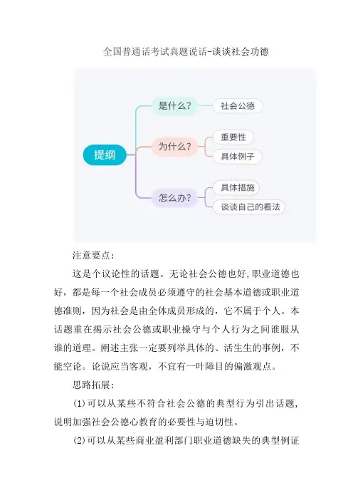 全国普通话测试—命题说话之谈谈社会功德