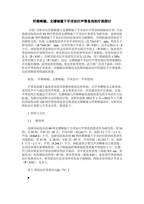 纤维喉镜、支撑喉镜下手术治疗声带息肉的疗效探讨
