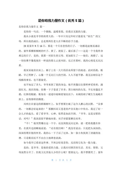 是你给我力量作文(优秀5篇)