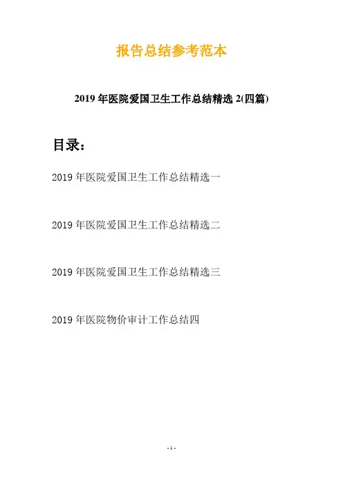 2019年医院爱国卫生工作总结精选2(四篇)